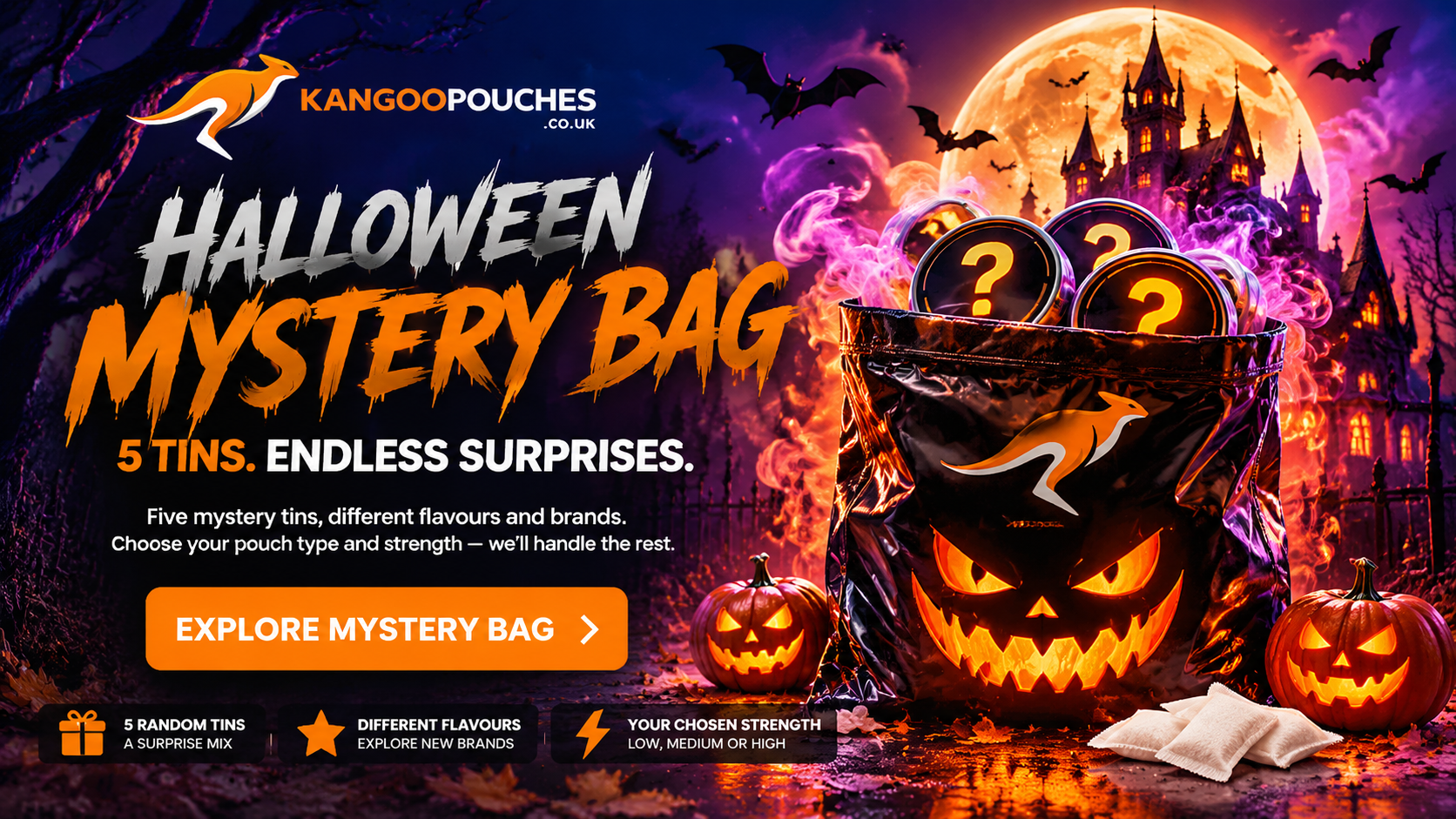 Explore the five-tin Halloween Mystery Bag