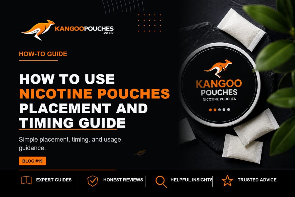Kangoo Pouches blog banner for How To Use Nicotine Pouches | Placement and Timing Guide