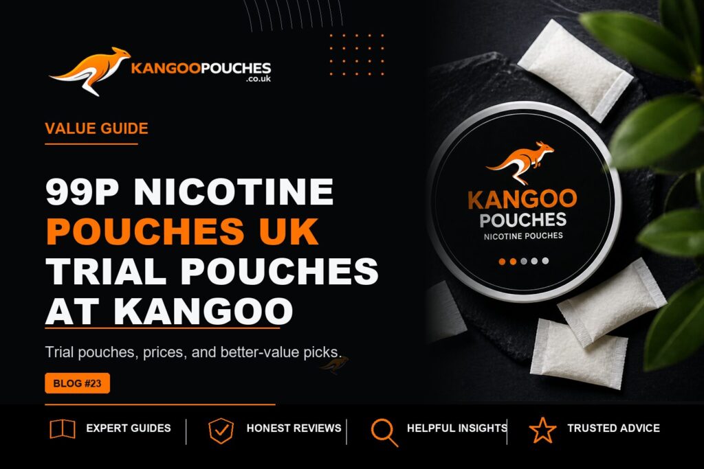 Kangoo Pouches blog banner for 99p Nicotine Pouches UK | Trial Pouches at Kangoo
