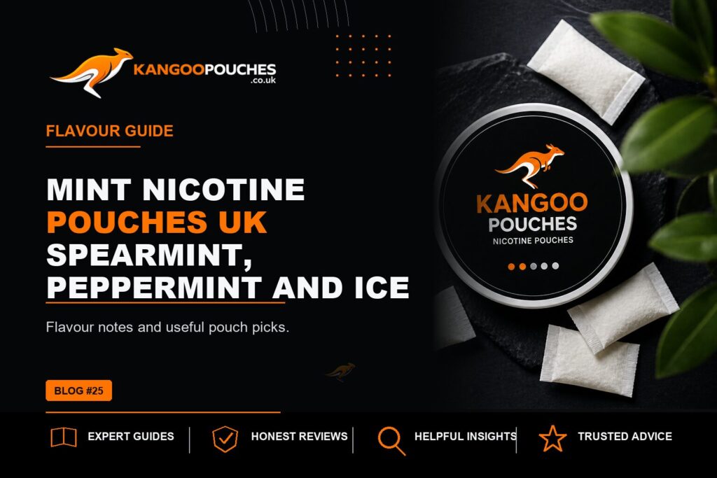 Kangoo Pouches blog banner for Mint Nicotine Pouches UK | Spearmint, Peppermint and Ice