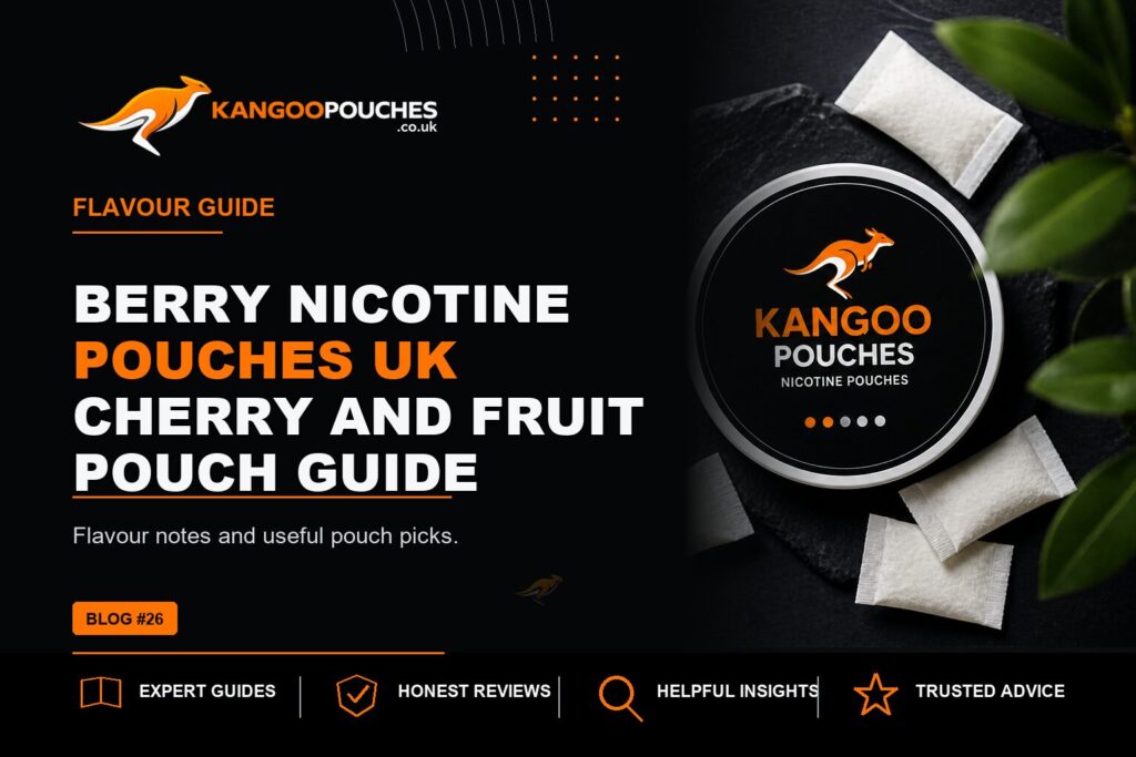 Kangoo Pouches blog banner for Berry Nicotine Pouches UK | Cherry and Fruit Pouch Guide