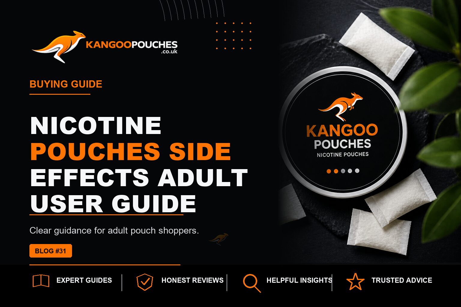 Kangoo Pouches blog banner for Nicotine Pouches Side Effects | Adult User Guide