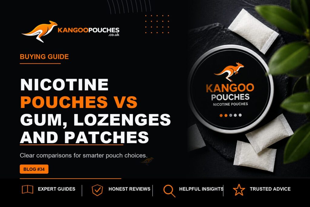 Kangoo Pouches blog banner for Nicotine Pouches vs Gum, Lozenges and Patches