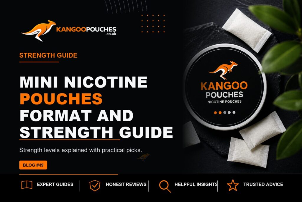 Kangoo Pouches blog banner for Mini Nicotine Pouches | Format and Strength Guide