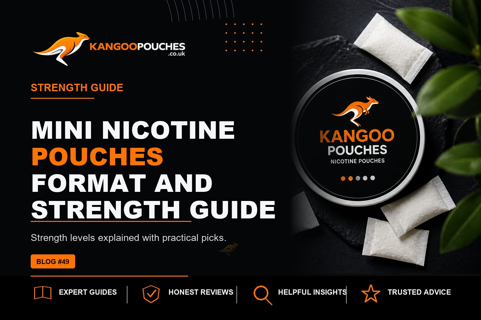 Kangoo Pouches blog banner for Mini Nicotine Pouches | Format and Strength Guide
