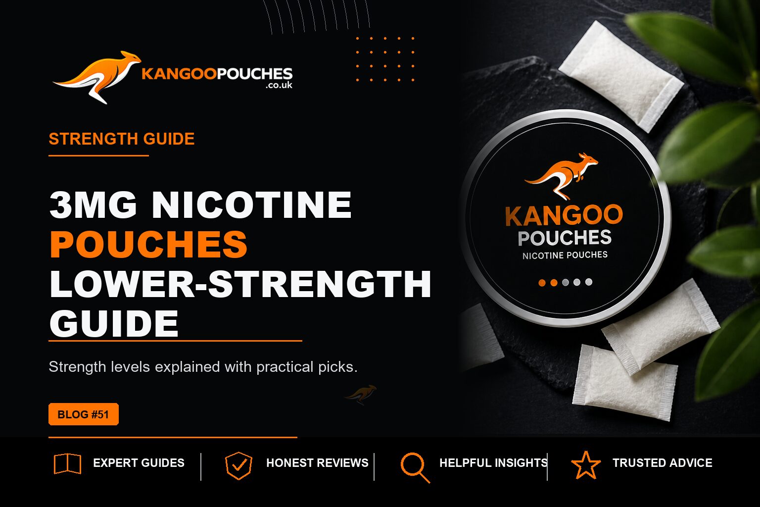 Kangoo Pouches blog banner for 3mg Nicotine Pouches | Lower-Strength Guide