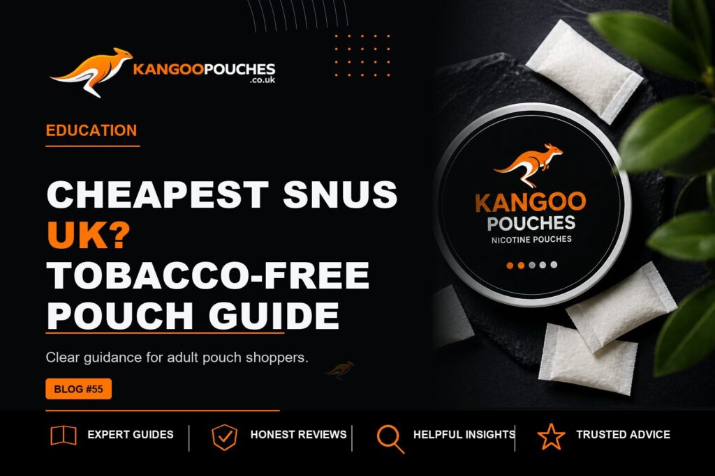 Kangoo Pouches blog banner for Cheapest Snus UK? Tobacco-Free Pouch Guide