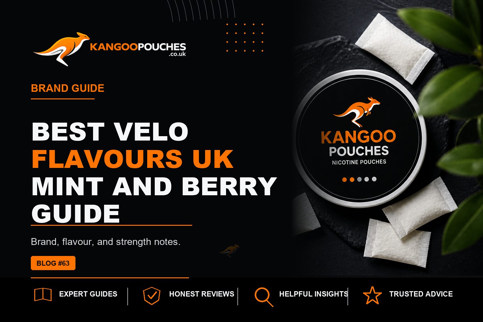 Kangoo Pouches blog banner for Best VELO Flavours UK | Mint and Berry Guide