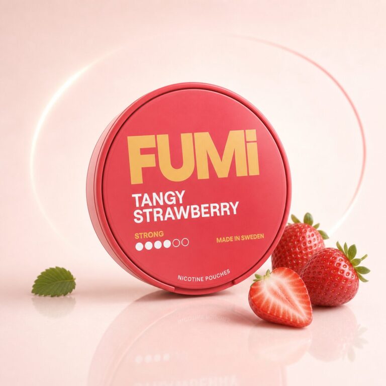 FUMi Tangy Strawberry 8mg nicotine pouch tin