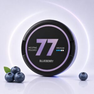 77 Blueberry 10.4mg Nicotine Pouches — 10.4mg nicotine per pouch, slim format, 20 pouches
