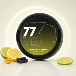 77 Liquorice & Citrus 10.4mg Nicotine Pouches — 10.4mg nicotine per pouch, slim format, 20 pouches