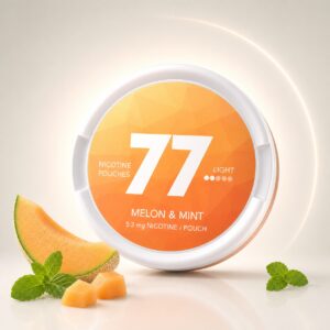 77 Melon & Mint 5.2mg Nicotine Pouches — 5.2mg nicotine per pouch, slim format, 20 pouches