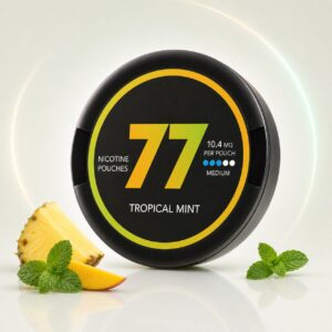 77 Tropical Mint 10.4mg Nicotine Pouches — 10.4mg nicotine per pouch, slim format, 20 pouches