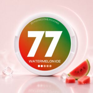 77 Watermelon Ice 5.2mg Nicotine Pouches — 5.2mg nicotine per pouch, slim format, 20 pouches