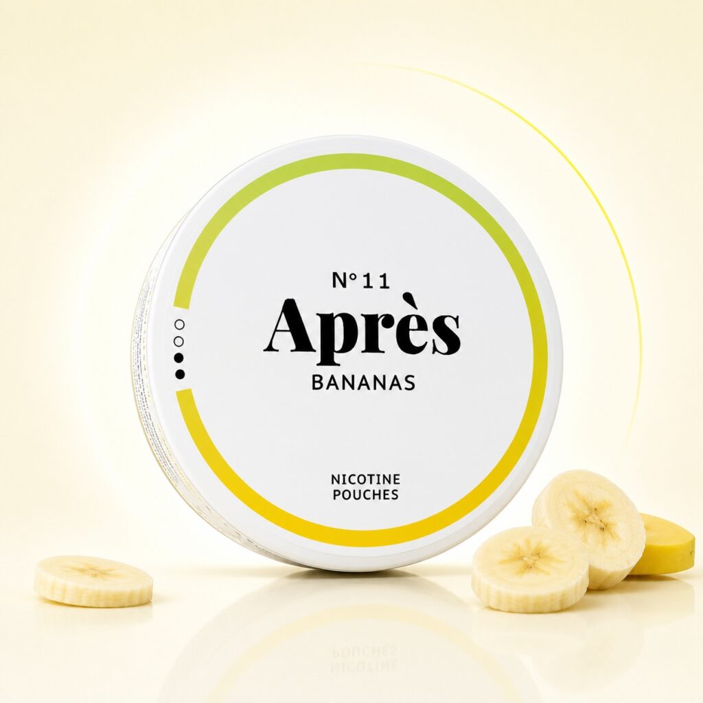 Apres Bananas 4.4mg Nicotine Pouches — 4.4mg nicotine per pouch, slim format, 20 pouches