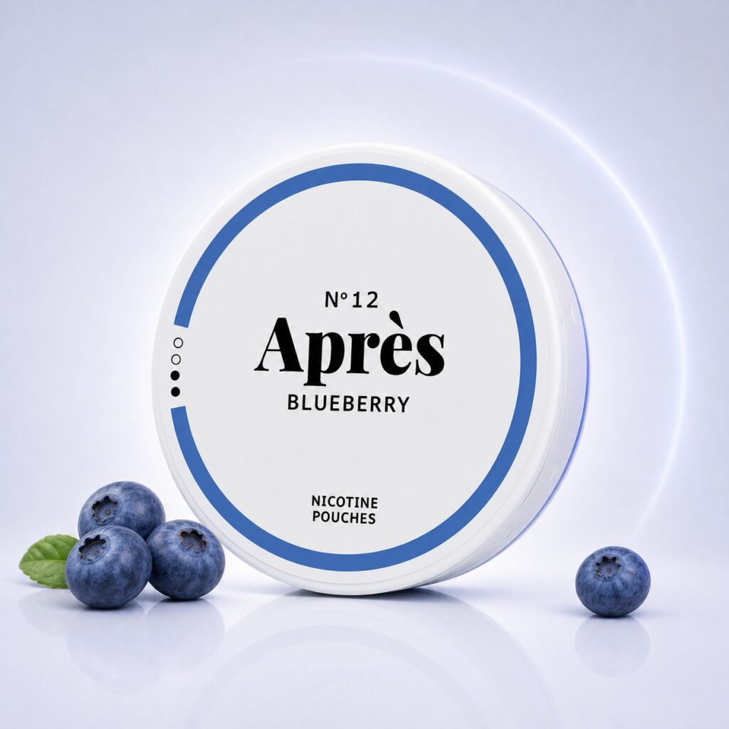 Apres Blueberry 4.4mg Nicotine Pouches — 4.4mg nicotine per pouch, slim format, 20 pouches