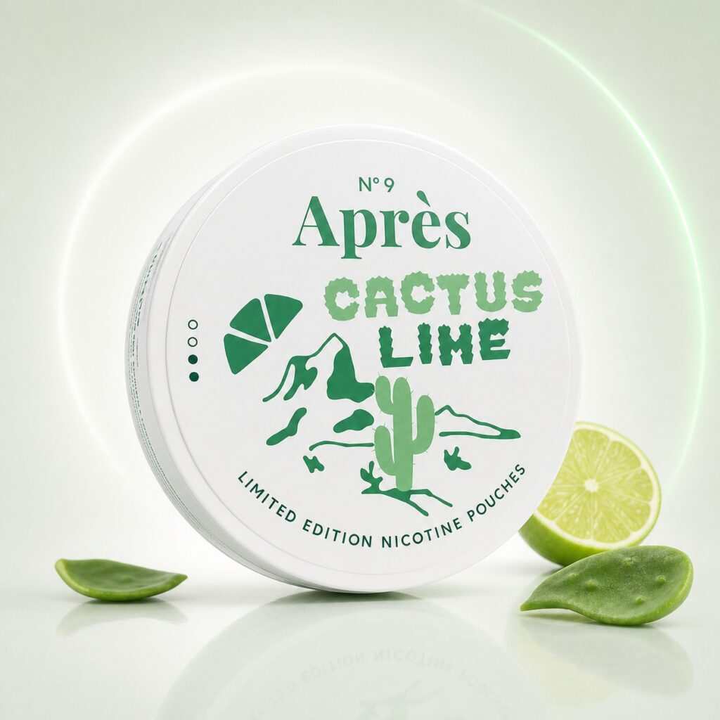 Apres Cactus Lime 4.4mg Nicotine Pouches — 4.4mg nicotine per pouch, slim format, 20 pouches
