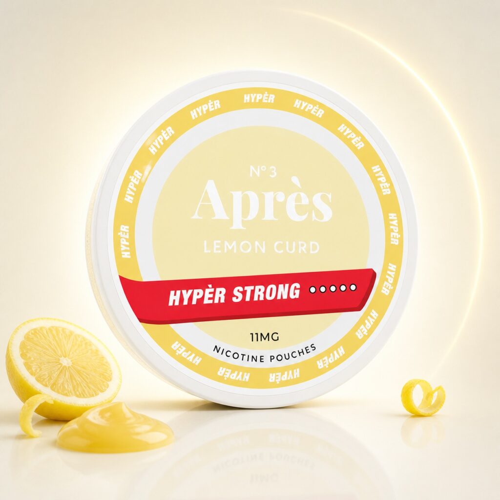 Apres Lemon Curd 11mg Nicotine Pouches — 11mg nicotine per pouch, slim format, 20 pouches