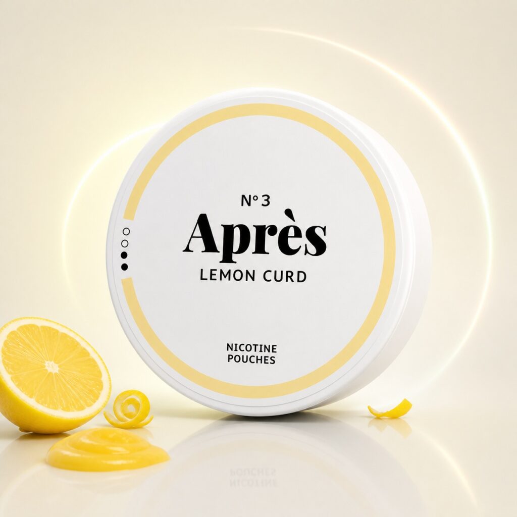 Apres Lemon Curd 4.4mg Nicotine Pouches — 4.4mg nicotine per pouch, slim format, 20 pouches