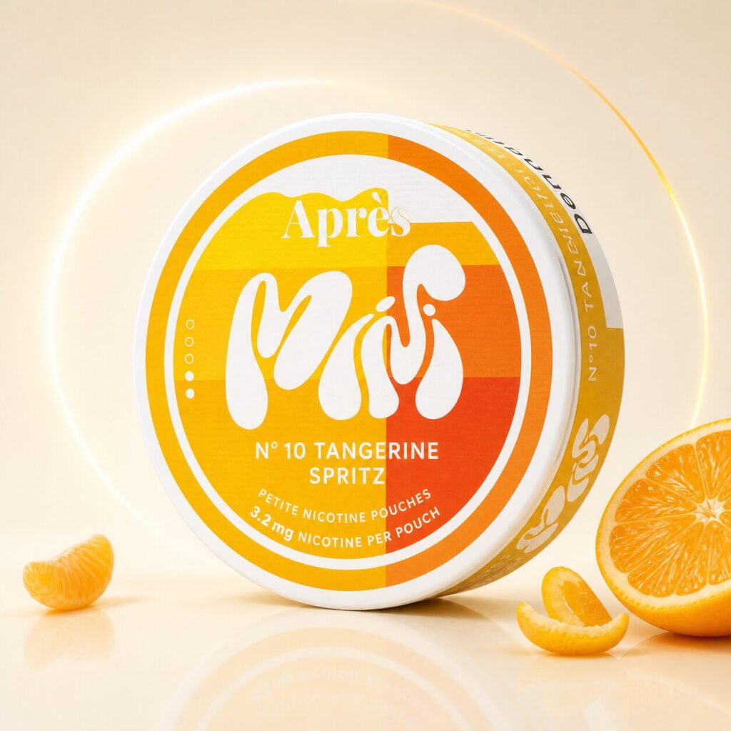 Après Tangerine Spritz Mini 3.2mg — 3.2mg nicotine per pouch, mini format, 20 pouches