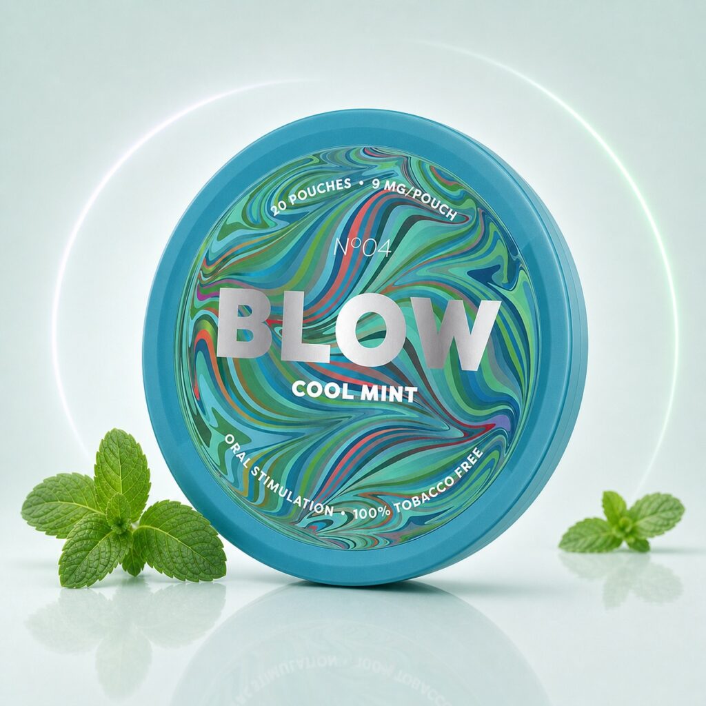 BLOW Cool Mint 9mg Nicotine Pouches — 9mg nicotine per pouch, slim format, 20 pouches