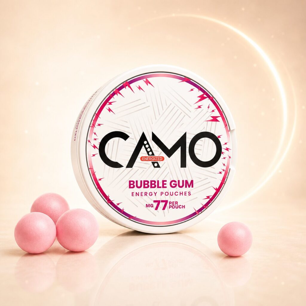 CAMO Bubble Gum 77mg caffeine pouch tin