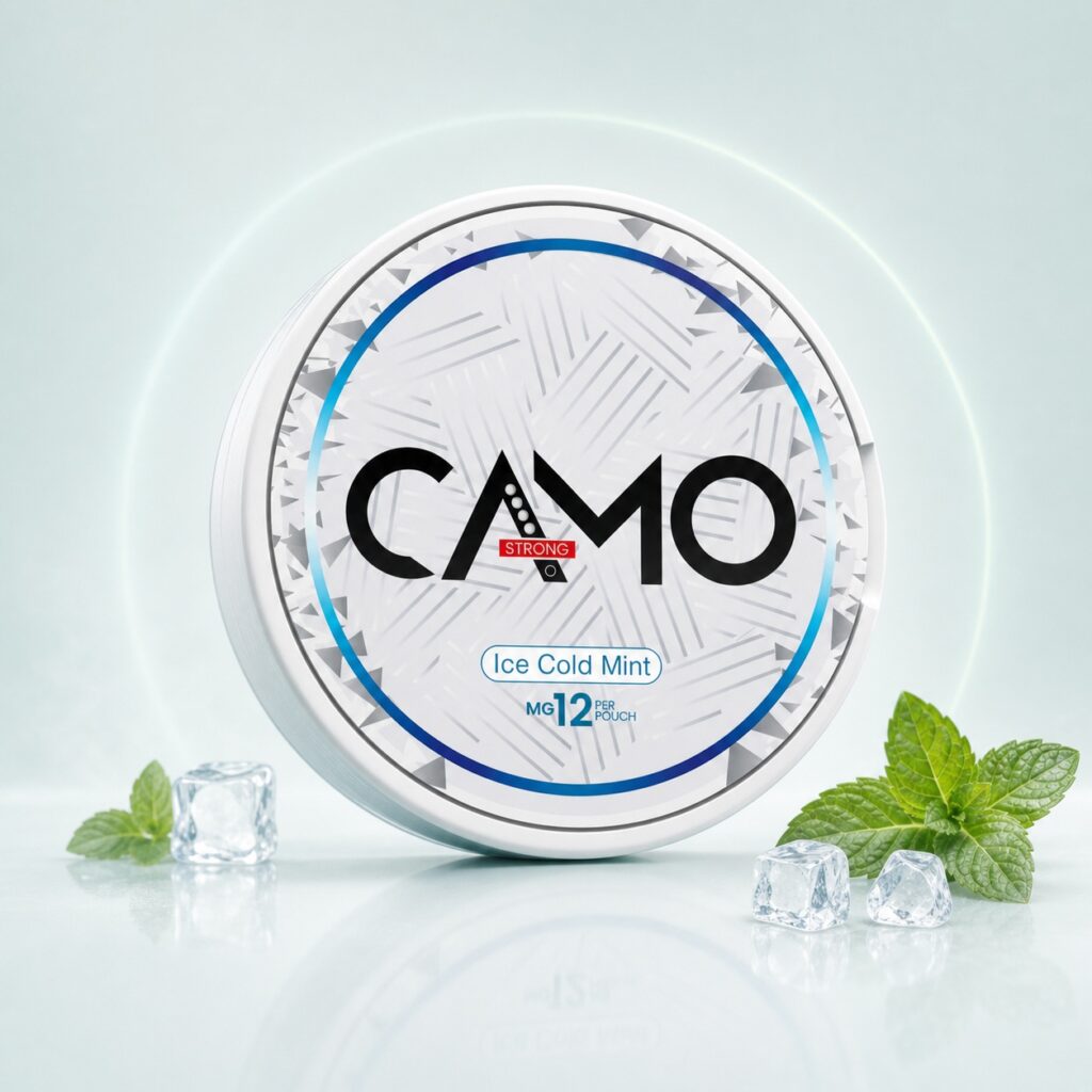 CAMO Ice Cold Mint 12mg Nicotine Pouches — 12mg nicotine per pouch, slim format, 20 pouches