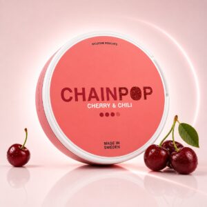 Chainpop Cherry & Chili 9mg Nicotine Pouches — 9mg nicotine per pouch, slim format, 20 pouches