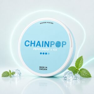 Chainpop Peppermint & Ice 11.4mg Nicotine Pouches — 11.4mg nicotine per pouch, slim format, 20 pouches