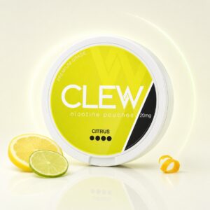 Clew Citrus 20mg Nicotine Pouches — 20mg nicotine per pouch, slim format, 20 pouches