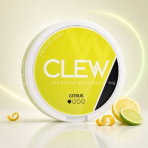Clew Citrus 5mg Nicotine Pouches — 5mg nicotine per pouch, slim format, 20 pouches