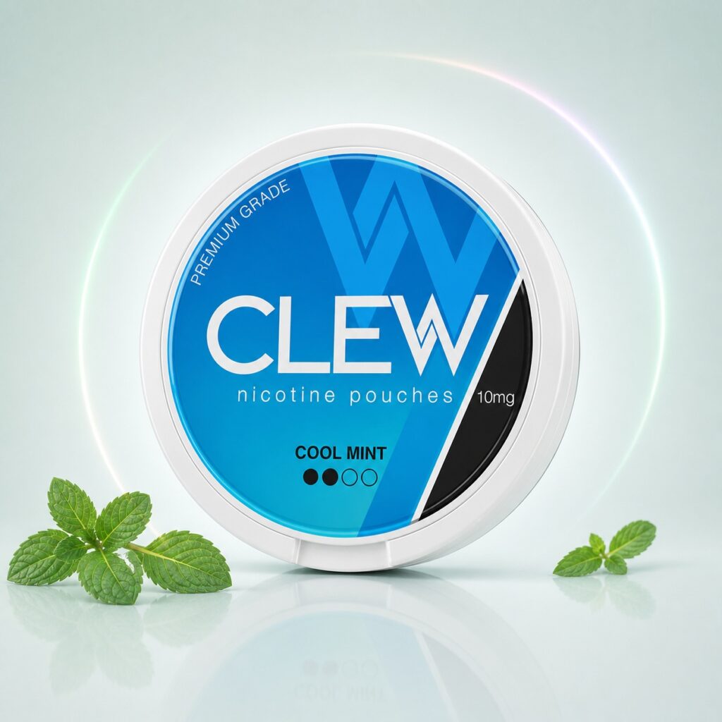 Clew Cool Mint 10mg Nicotine Pouches — 10mg nicotine per pouch, slim format, 20 pouches