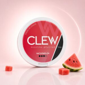 Clew Watermelon 15mg Nicotine Pouches — 15mg nicotine per pouch, slim format, 20 pouches