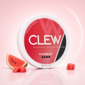 Clew Watermelon 20mg Nicotine Pouches — 20mg nicotine per pouch, slim format, 20 pouches
