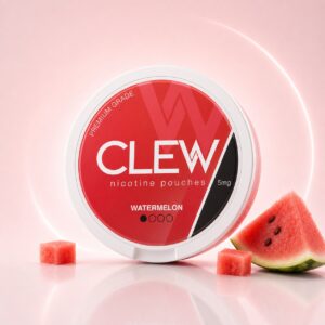 Clew Watermelon 5mg Nicotine Pouches — 5mg nicotine per pouch, slim format, 20 pouches
