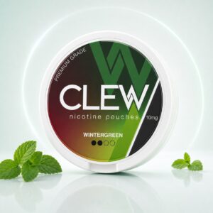 Clew Wintergreen 10mg Nicotine Pouches — 10mg nicotine per pouch, slim format, 20 pouches