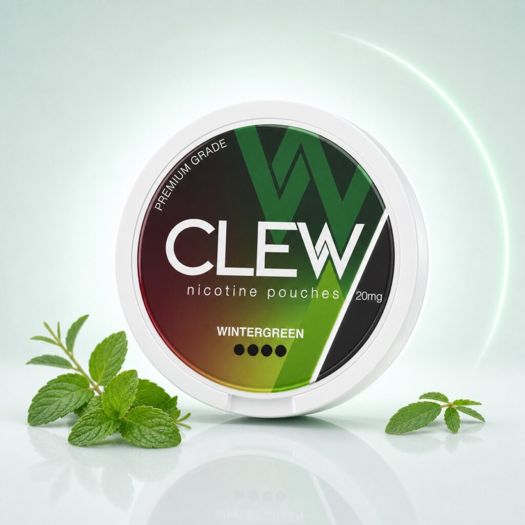 Clew Wintergreen 20mg Nicotine Pouches — 20mg nicotine per pouch, slim format, 20 pouches