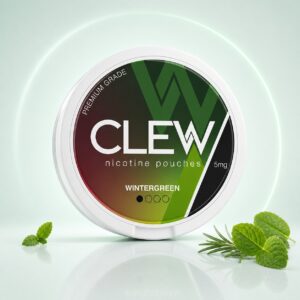 Clew Wintergreen 5mg Nicotine Pouches — 5mg nicotine per pouch, slim format, 20 pouches