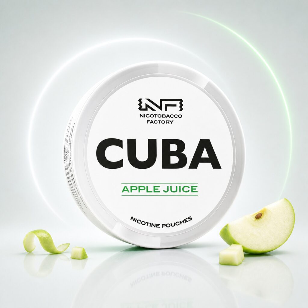 Cuba Apple Juice 10.4mg Nicotine Pouches — 10.4mg nicotine per pouch, slim format, 20 pouches