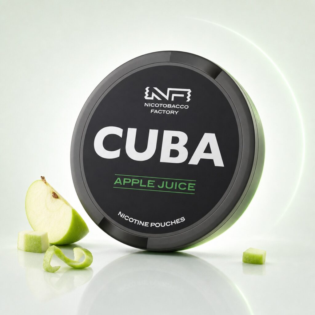 Cuba Apple Juice 43mg Nicotine Pouches — 43mg nicotine per pouch, slim format, 20 pouches