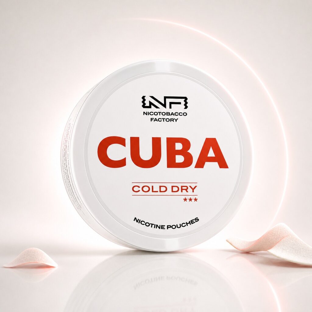 Cuba Cold Dry 10.4mg Nicotine Pouches — 10.4mg nicotine per pouch, slim format, 20 pouches