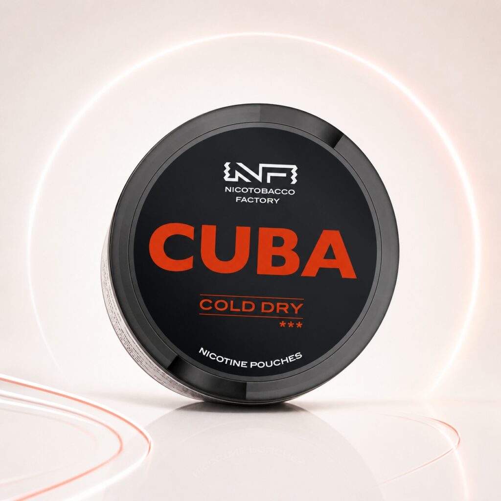 Cuba Cold Dry 43mg Nicotine Pouches — 43mg nicotine per pouch, slim format, 20 pouches