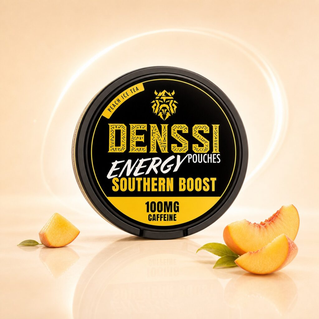 Denssi Peach 100mg caffeine pouch tin