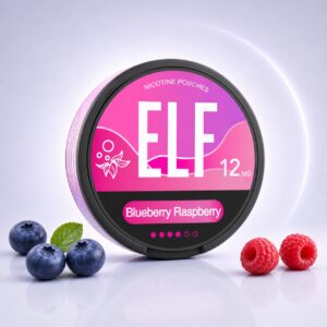 ELF Blueberry Raspberry 12mg Nicotine Pouches — 12mg nicotine per pouch, slim format, 20 pouches