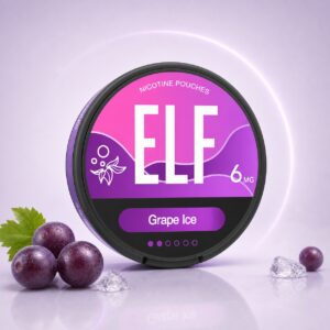 ELF Grape Ice 6mg Nicotine Pouches — 6mg nicotine per pouch, slim format, 20 pouches