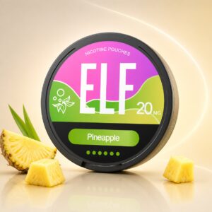 ELF Pineapple 20mg Nicotine Pouches — 20mg nicotine per pouch, slim format, 20 pouches