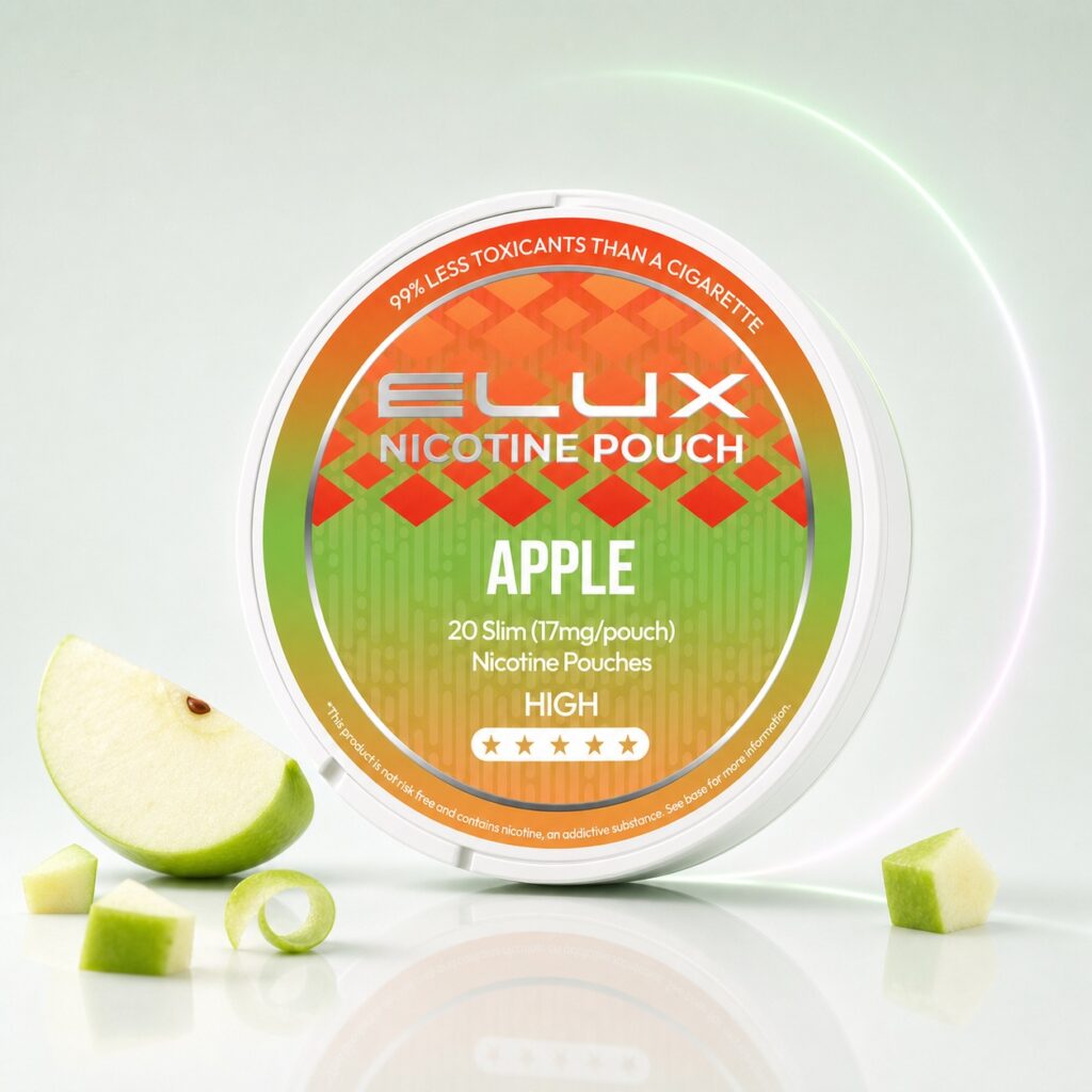 ELUX Apple 17mg Nicotine Pouches — 17mg nicotine per pouch, slim format, 20 pouches