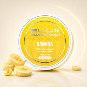 ELUX Banana 14mg Nicotine Pouches — 14mg nicotine per pouch, slim format, 20 pouches
