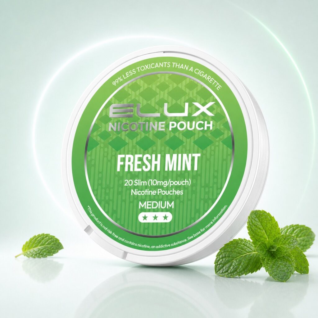 ELUX Fresh Mint 10mg Nicotine Pouches — 10mg nicotine per pouch, slim format, 20 pouches