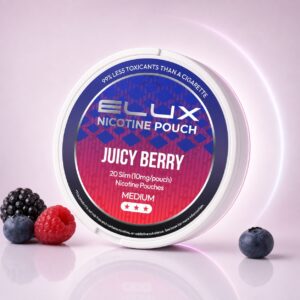 ELUX Juicy Berry 10mg Nicotine Pouches — 10mg nicotine per pouch, slim format, 20 pouches